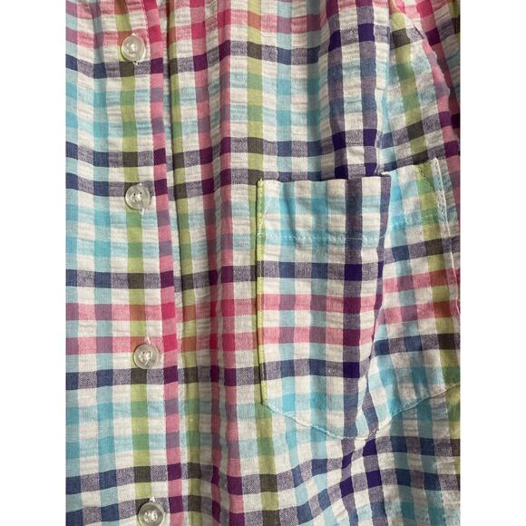 Woman Within Short Sleeve Button Down Seersucker Shirt collar cotton L 18-20 - Picture 3 of 7